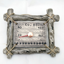 Keramický teplomer do sauny - v vetvičkovom ráme  Keramický teplomer do sauny - v vetvičkovom ráme