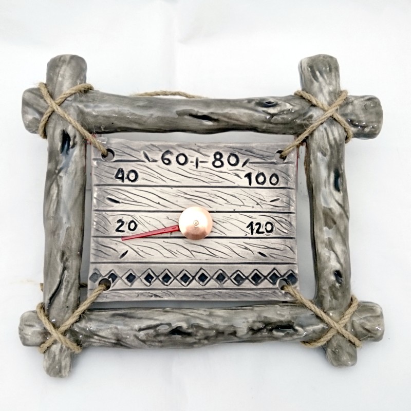 Keramický teplomer do sauny - v vetvičkovom ráme