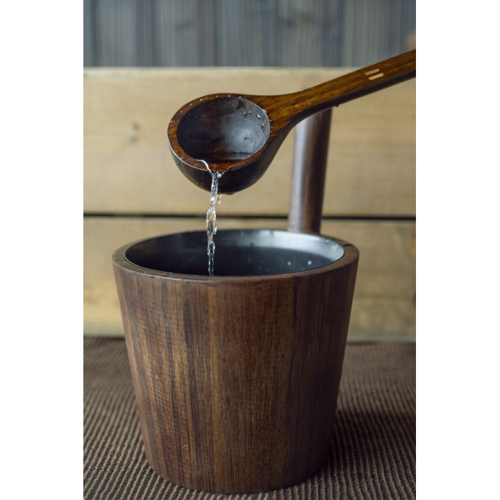 Saunové vedro Rento Dark Bamboo s čiernou vložkou, 5 l