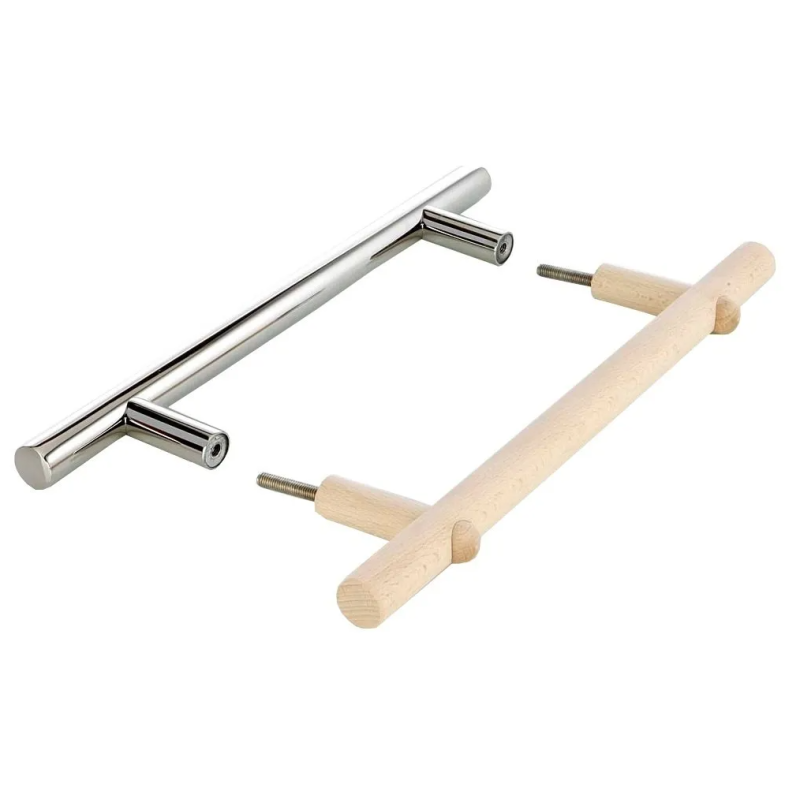 Súprava kľučiek dverí z nehrdzavejúcej ocele a dreva