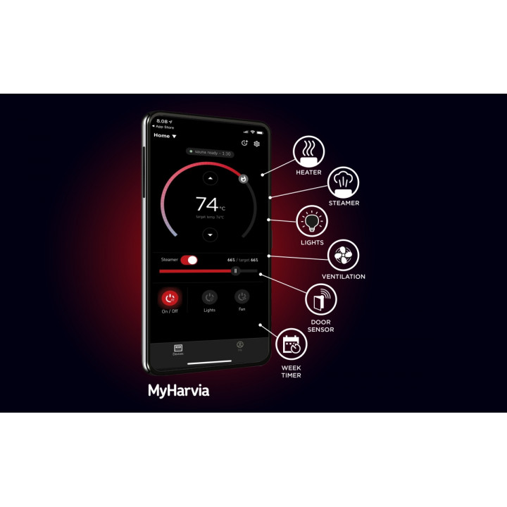 Ovládací panel elektrického saunového ohrievača - HARVIA Xenio Combi CX110C WiFi
