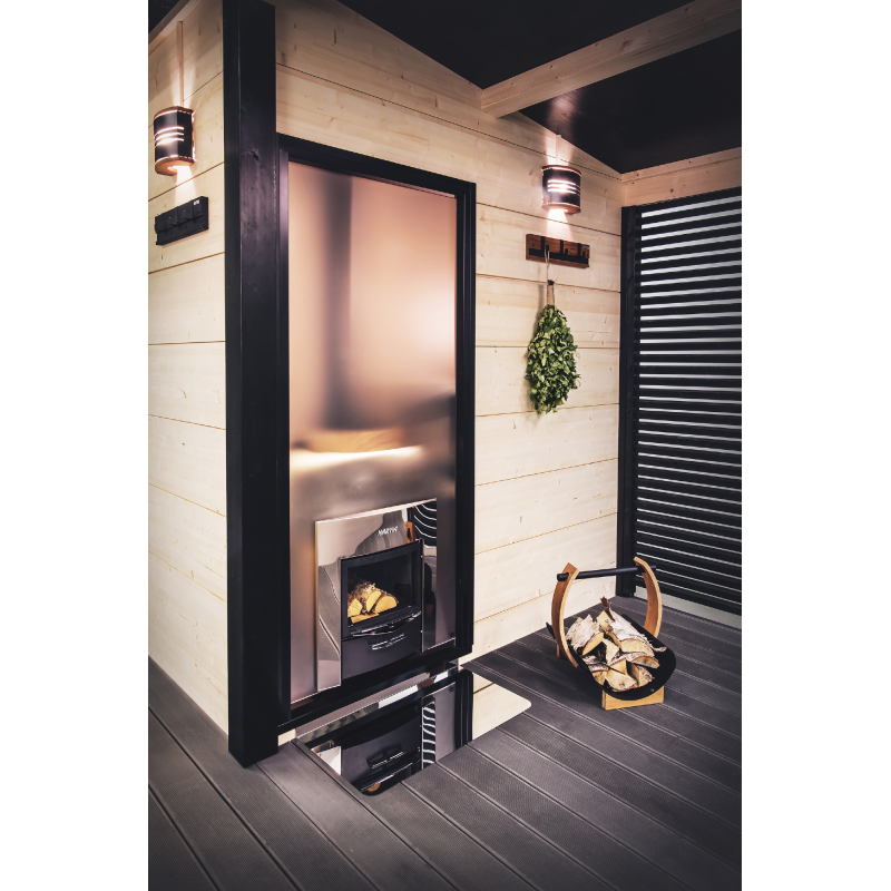 Sklenená stena HARVIA Duo 9 x 21, vrátane rámu, hliníková čierna