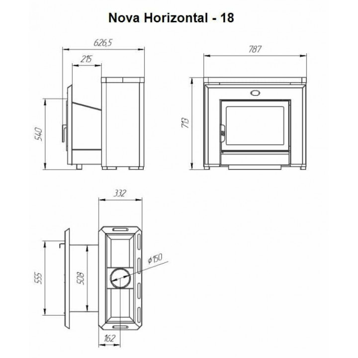 Saunová pec na drevo - NOVA HORIZONTAL 18