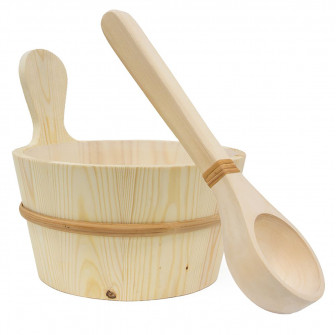 Drevené vedro SAWO 4 l a naberačka 36 cm, borovica