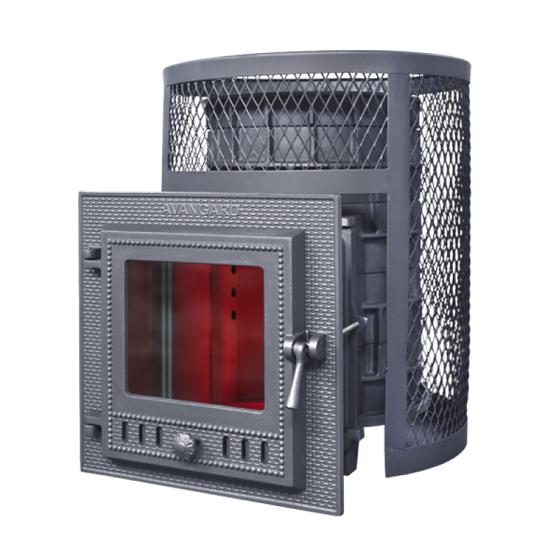 Saunová pec na drevo GEFEST- Avangard 24 (М) v okrúhlej mriežke