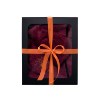 Darčeková sada v darčekovej krabičke pre ŇU. Dámska saunová čiapka a zástera - BORDOVÁ