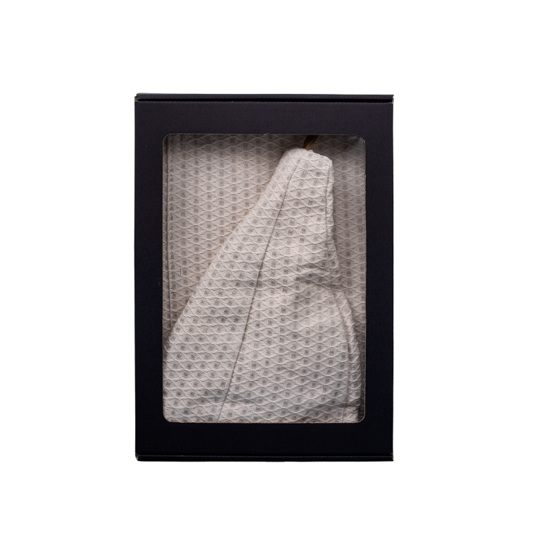 Darčeková sada v darčekovej krabičke pre NEHO. Pánska saunová čiapka a zástera - ĽAN