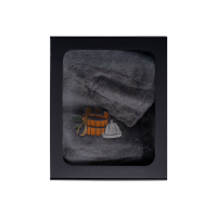 Darčeková sada v darčekovej krabičke pre NEHO. Pánska saunová čiapka a zástera - ŠEDÁ