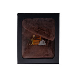 Darčeková sada v darčekovej krabičke pre NEHO. Pánska saunová čiapka a zástera - HNEDÁ 