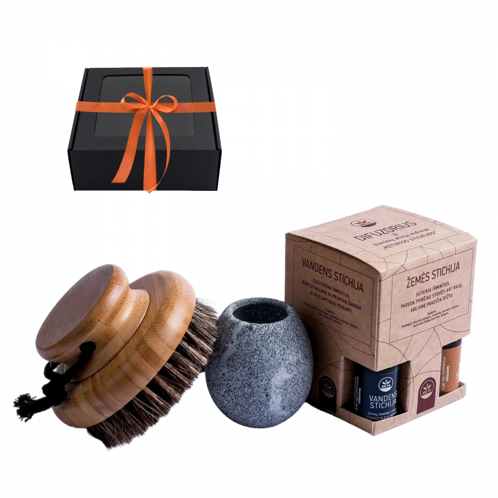 Darčeková sada v darčekovej krabičke SCENTED WARMTH. Štetec, pohár na vône a esenciálne oleje.