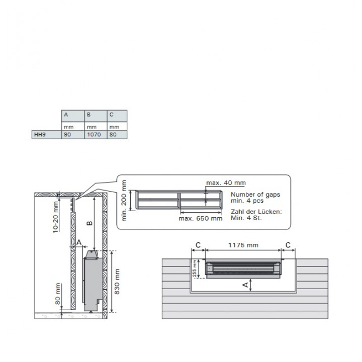 Elektrická saunová pec - HARVIA Skrytá pec HH9 9,0 kW