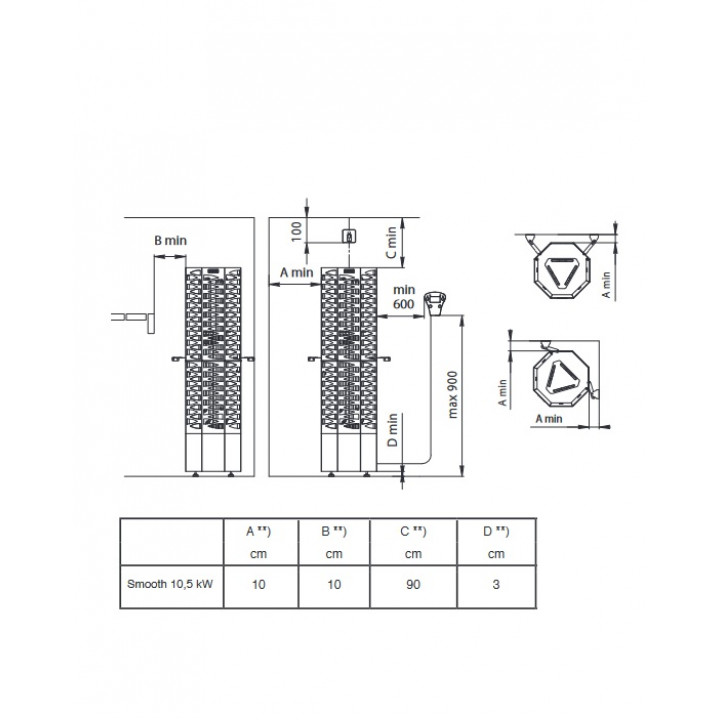 Elektrická saunová pec - NARVI SMOOTH 10,5 kW, čierna
