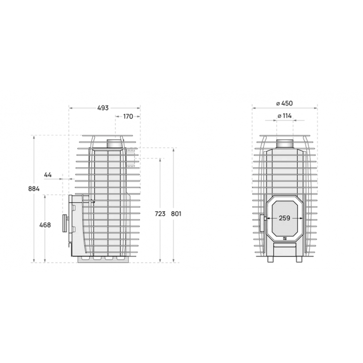 Saunová pec na drevo HUUM HIVE Flow Mini LS