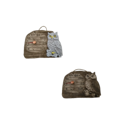 Keramický teplomer do sauny - sova na konári 