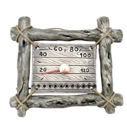 Keramický teplomer do sauny - v vetvičkovom ráme 