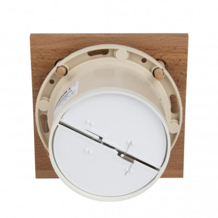 Saunový ventilátor MM-S so spätným ventilom a štvorcovým dreveným povrchom d/100 mm