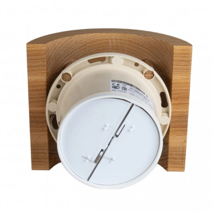 Saunový ventilátor MM-S so spätným ventilom a zakrivenou drevenou úpravou d/100mm