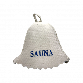Saunová čiapka - SAUNA, s modrým písmom