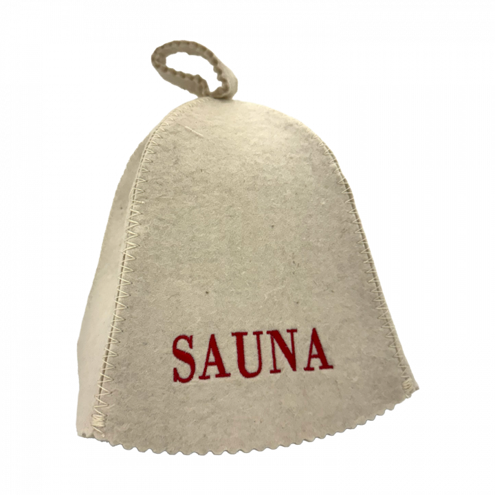 Saunová čiapka - Sauna, s červeným písmom