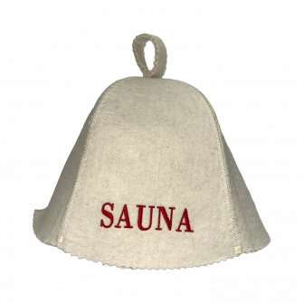 Saunová čiapka - Sauna, s červeným písmom