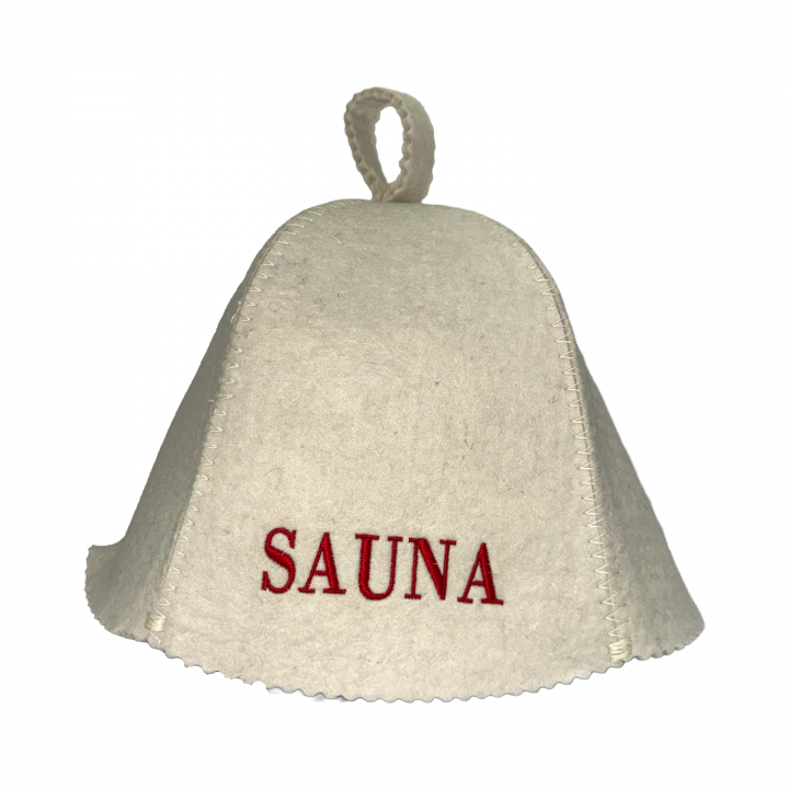 Saunová čiapka - Sauna, s červeným písmom