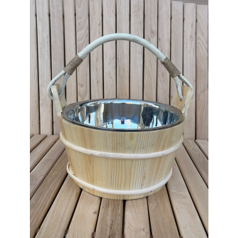 Vedro z borovicového dreva s nerezovou vložkou, 5 l