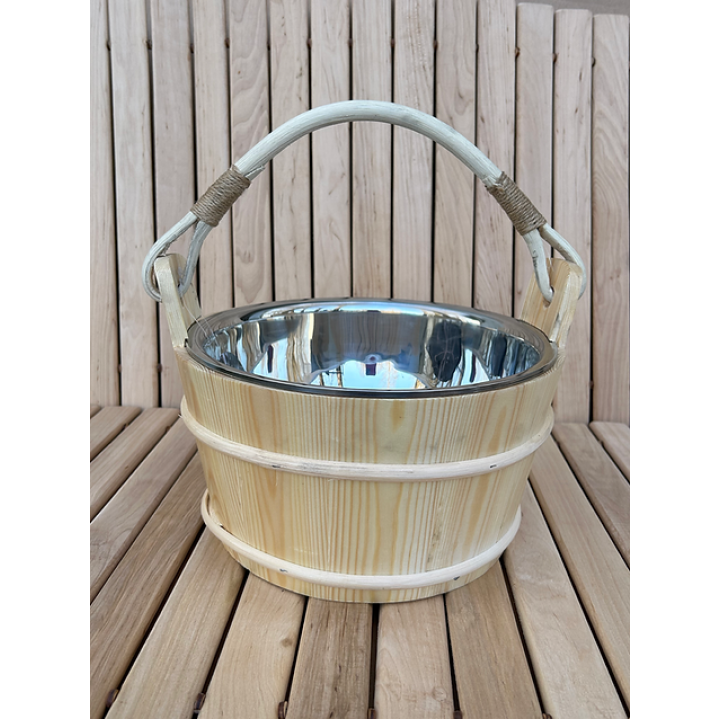 Vedro z borovicového dreva s nerezovou vložkou, 5 l