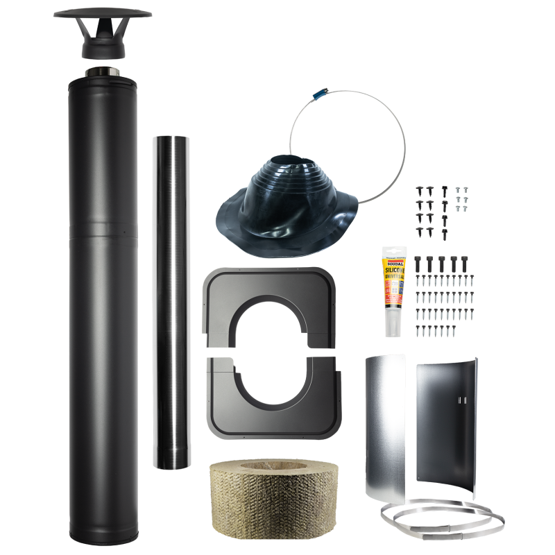 Oceľová izolovaná komínová súprava - HARVIA, čierna