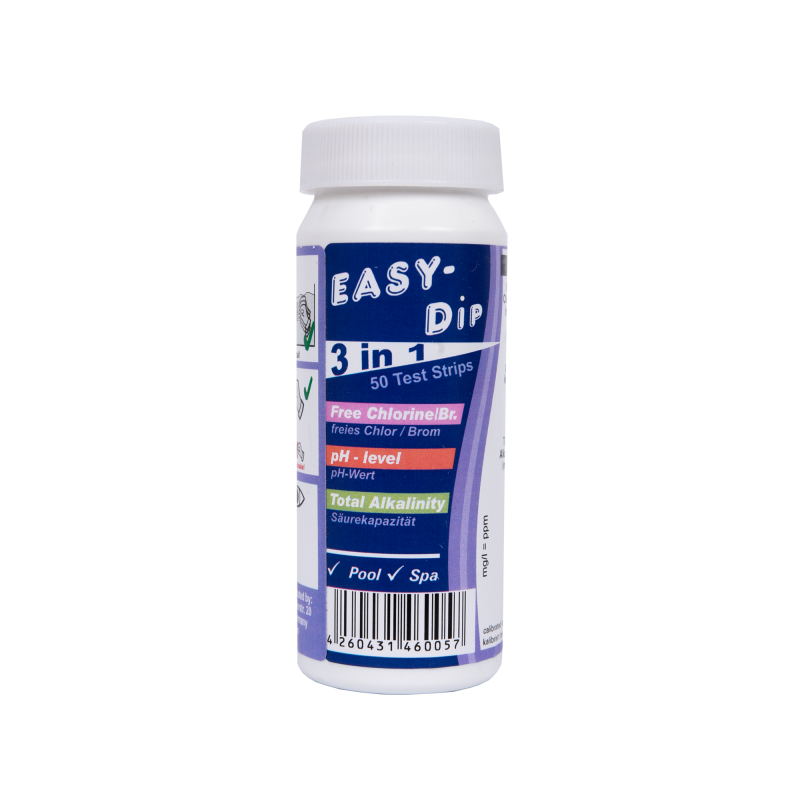 Testovacie prúžky na vodu Easy-Dip 3 v 1, testovanie pH/CL/BR/alkality