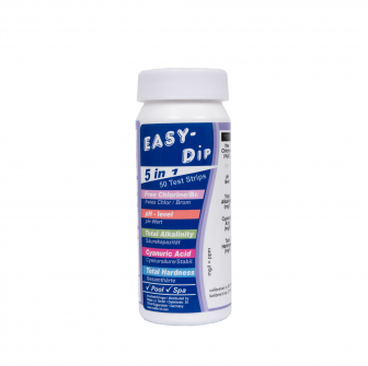 Testovacie prúžky na vodu Easy-Dip 5 v 1, testovanie pH/CL/BR/stabilizátora/alkalinity/tvrdosti