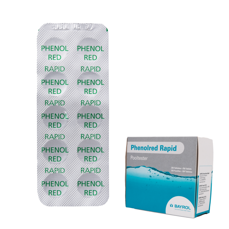 Tablety na testovanie vody Phenolred Rapid, na stanovenie pH, 10 tabliet